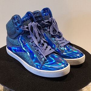 Pastry High Top Shoes sz. 9:fits like an 8. Blue sparkle(#1003)